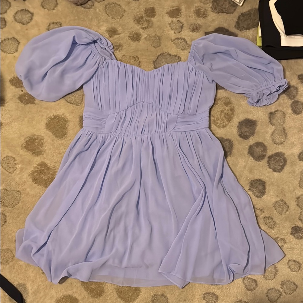 Baby blue Puff Sleeve Sweetheart Sundress for Weddings